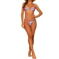 thumbnail image 2 of INSPIRAR CHIC Conjuntos de Bikini de Halter con Estampado de Leopardo para Mujeres 2 Piezas Parte Inferior de Triángulo con Cuerda Trajes de Baño Talla X-Large Colorido, 2 of 5
