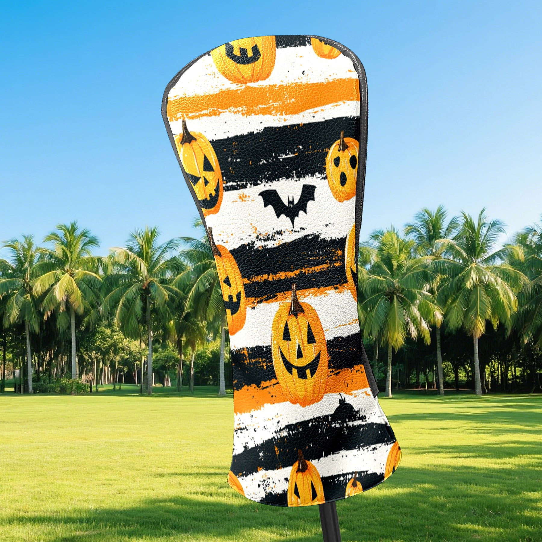 Golf Club Covers PU Leather Waterproof Head Covers for Fairway Woods Hybrids Pumpkin Bat