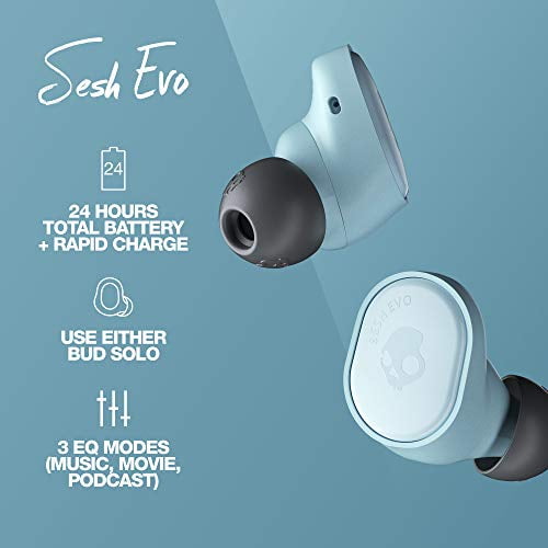 Skullcandy Sesh Evo True Wireless in ear Headphones with Microphone in Bleached Blue