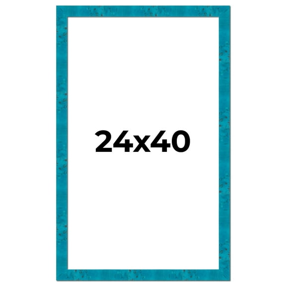 24x40 Frame Blue Teal Burl Wood Picture Frame | 1.75 Inch Moulding Width | Interior Frame Depth 0.5