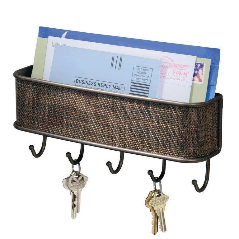 MDHAND Key Letter Rack Holder Wall Mount MailShelf with 5 Hooks