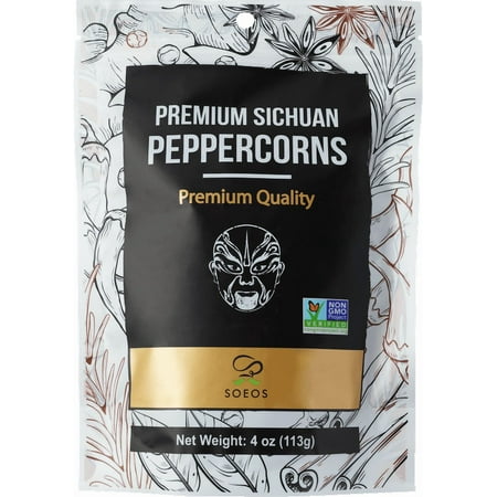 Soeos Premium Szechuan Peppercorns, 4 oz (113g), Grade AAA Sichuan Peppercorns, Less Seeds, Strong Flavor, Szechuan Flavor Peppercorns, Essential Ingrediant for Mapo Tofu, Kung Pao Chicken.
