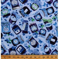 Cotton Blueberry Jam Homemade Preserves Blueberries Food Blueberry Hill Jamboree Sky Blue Cotton Fabric Print by the Yard (12640-54)