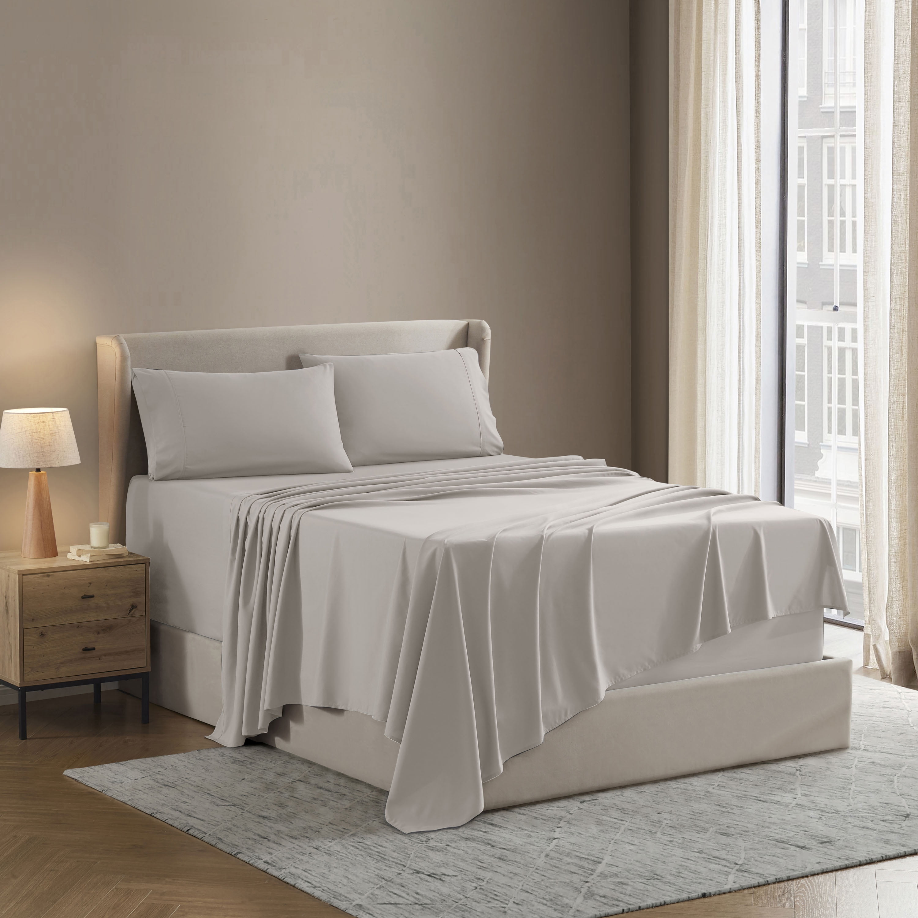 Lammaloe Queen Sheets Set, Hotel Style Deep Pocket 4 Piece Bed Sheets Queen, Luxury Soft Microfiber Queen Sheet Sets, Linen