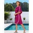 thumbnail image 3 of HAPPY BAY Women's Summer Loungewear Solid Casual Relaxed Caftan Knee Length Cover Up Dresses for Women 2X-3X Magenta, Floral, 3 of 5