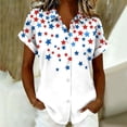thumbnail image 4 of Mifsaly Short Sleeve Button Down Shirts for Women Lapel Collar V Neck Blouses Patriotic Hearts American Flag Print Independence Day Tops 2026 L, 4 of 6