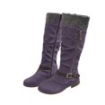 thumbnail image 5 of Women’s Knit Cuff Knee‑High Tall Boots, Side Zip Buckle Strap Winter Boots, Low Block Heel Warm Fashion Footwear, 5 of 8