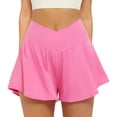 thumbnail image 2 of Frostluinai Crossover Athletic Shorts for Women 2 in 1 Flowy Running Shorts Quick Dry Lightweight Workout Gym Tennis Skorts UPF 50+ Hot Pink XXL, 2 of 4
