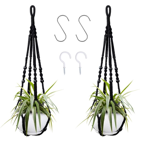 Augshy Jardinière Suspendue en Macramé, Ensemble de 2 Jardinières Suspendues, Décor Intérieur Extérieur Support de Plante Suspendu Fait à la Main (35 Pouces)