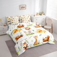 thumbnail image 2 of Castle Fairy Watercolor Animal Giraffe Fox Bear 7-Piece Twin Bedding,Kawaii Lion Elephant Bedding Comforter Set,Brown Sage Cream,Reversible, 2 of 7