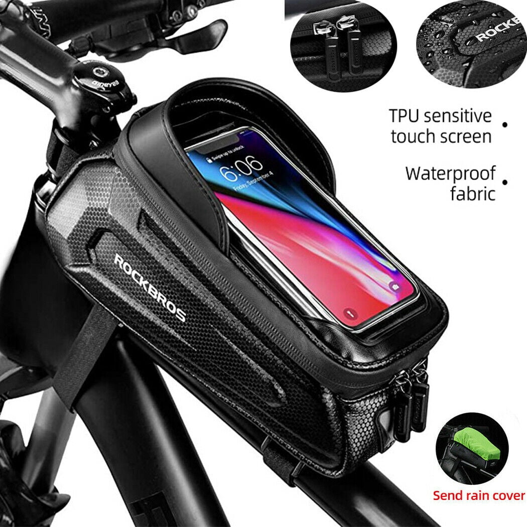 2in1 Bicycle Bag Handlebar Front Tube Waterproof Bike Phone Bag Touch screen-USA 