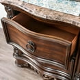 thumbnail image 4 of Furniture of America Jordan Wood and Marble Top Nightstand in Brown Cherry, 4 of 5