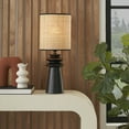 thumbnail image 4 of Nourison 22" Black Modern Tiered Ceramic Table Lamp with Straw Shade, 4 of 8