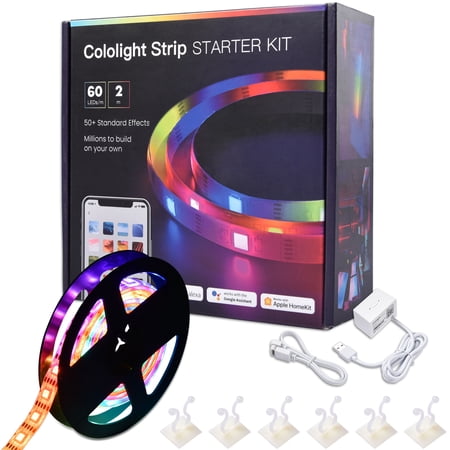 6.6ft Smart LED Strip Light Kit Trimmable Dimmable RGB Flexible Color Changing Wall Work Party Decor