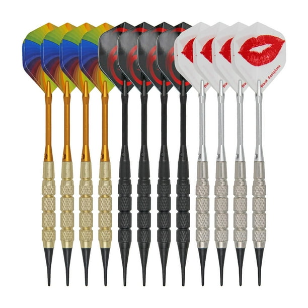 Juego de dardos de 12 piezas, dardos de punta suave con ejes de puntas adicionales para juegos de dardos electrónicos para fiestas en el hogar al aire Tipo 5 Baoblaze kits de dardos de punta blanda