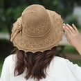 thumbnail image 5 of Fancifize Women Panama Straw Hats Wide Brim Breathable Sun Protection Beach Vacation Outdoor Fishing Sunshade Hat, 5 of 7