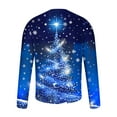 thumbnail image 3 of Men's Christmas T Shirts Santa Xmas Tree Print Pullover Crewneck Graphic Tees Ugly Christmas Sweatshirts, Blue 3XL, 3 of 5