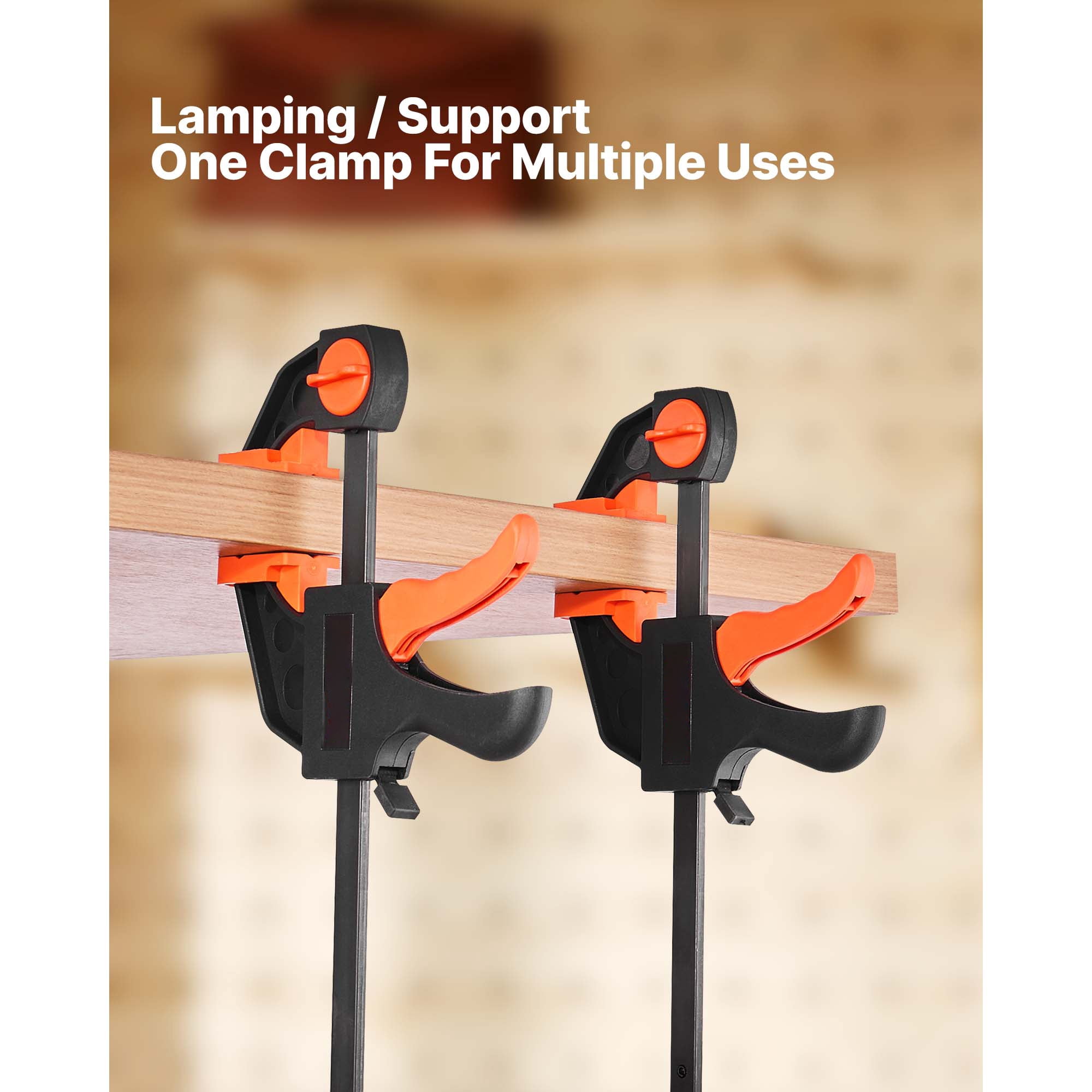 KFFKFF Set of Bar Clamps for Woodworking, Includes 2 x 12-Inch and 2 x 6-Inch Clamps, One-Handed Operation with Quick-Grip Function, 154 lbs Load Capacity, Durable Plastic and Steel Construction