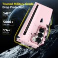 thumbnail image 2 of Decase for Samsung Galaxy Z Fold 7 Case with Pen Holder & Stylus, Camera Frame Stand,Pen Slot Phone Case with Screen Protector Matte PC Bumper Anti-Scratch Kickstand Cover for Z Fold 7,Pink, 2 of 12