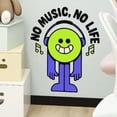 thumbnail image 2 of Adhesivos de pared de PVC con forma de carita sonriente con dibujos animados «No Music No Life», 29,, 2 of 3