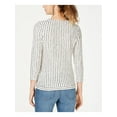 thumbnail image 2 of INC Womens White Striped Long Sleeve V Neck Faux Wrap Top Size: M, 2 of 2