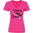 thumbnail image 3 of Inktastic Breast Cancer Awareness Faith Over Fear Women's V-Neck T-Shirt, 3 of 5