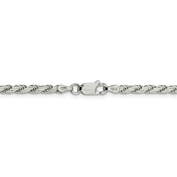 S M Diamonds Sterling Silver 3.10mm Flat Rope Chain (Weight: 4.33 Grams, Length: 7 Inches) Silver