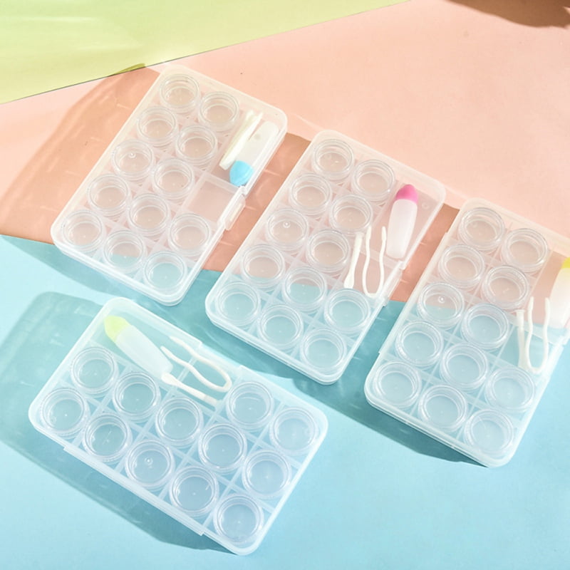 12 Divisions Contact Lenses Storage Box, Portable Transparent Colorful