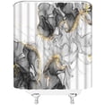 thumbnail image 4 of Gray Marble Shower Curtain Modern Abstract Gold Stripees Ombre Marble Texture Watercolor Creative Bathroom Decor Fabric Curtain with Hooks，70x70 Inches, 4 of 6