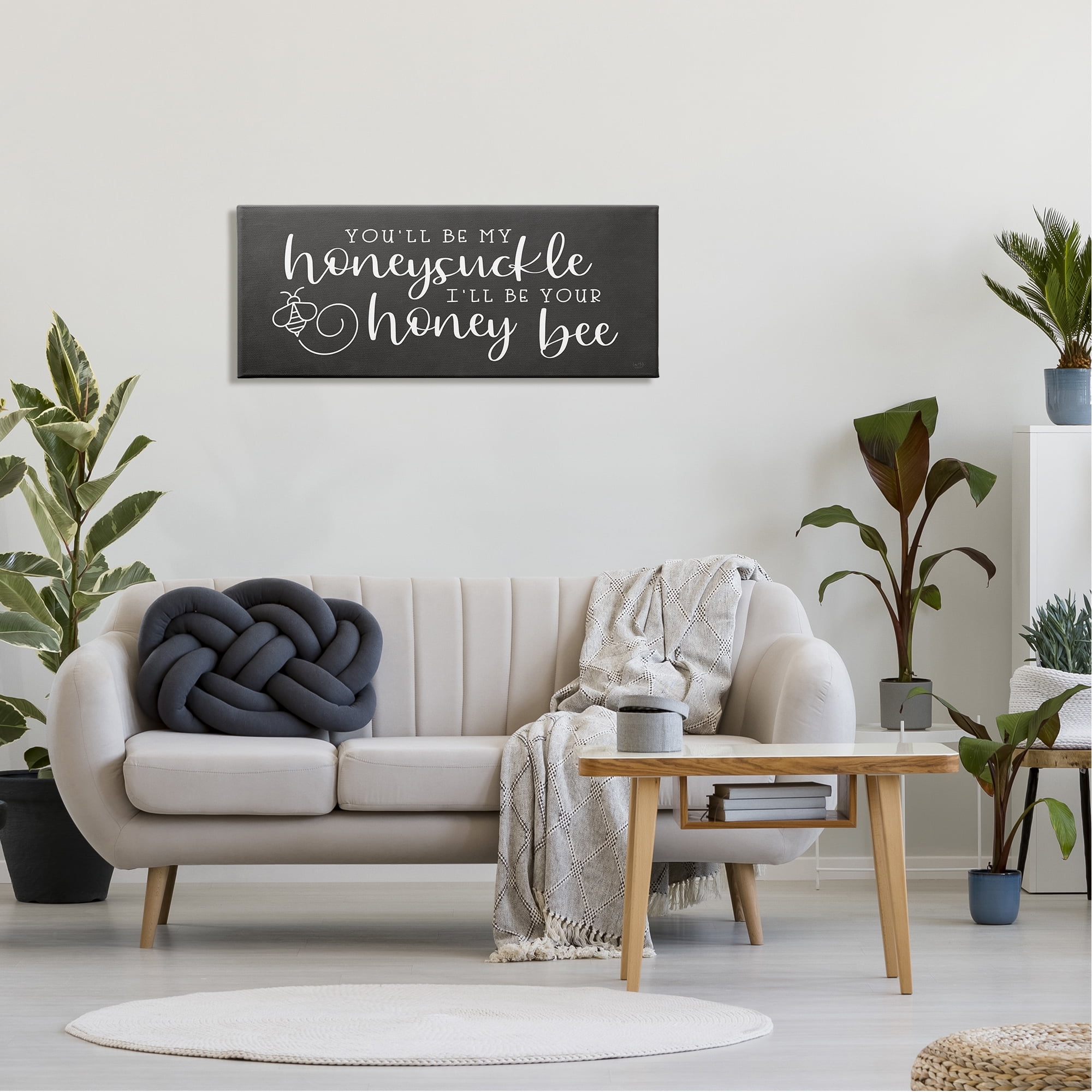 Stupell Industries Romantic Honey Bee Insect Calligraphy Couples Sign Graphic Art Gallery Wrapped Canvas Print Wall Art, Design by Lux + Me Designs