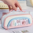 thumbnail image 5 of Hyknon Multi-Compartment Pencil Case with Clear Window Large Portable Pencil Pouch with Zipper Handle Aesthetic Pen Storage Bag for Makeup Stationery College Classroom, 5 of 7