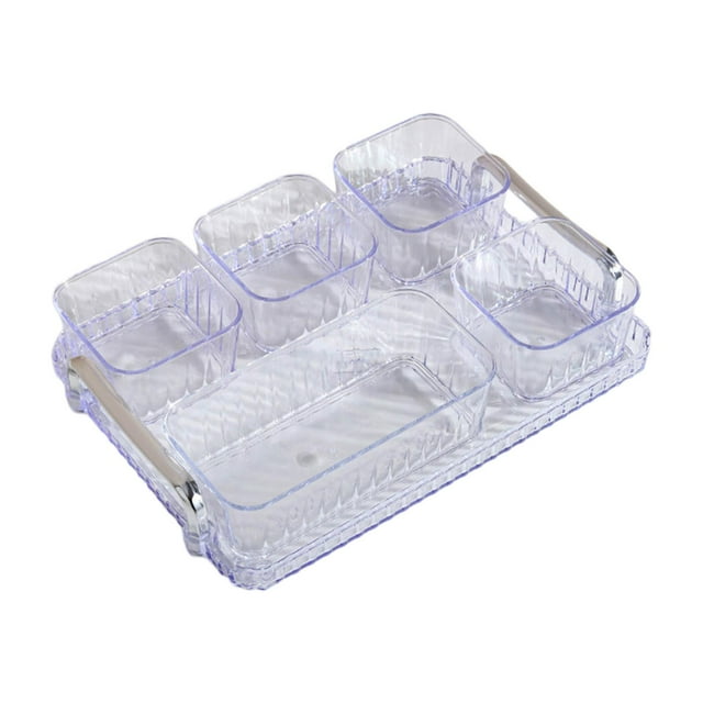 simhoa Appetizer Tray 5 Removable Snacks Bowls Serving Platter Condiment Tray for Clear