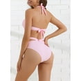 thumbnail image 3 of DARING DIVA Women's 2 Piece Push Up Halter Wide Tie Triangle Bottom Bikini Sets S Pink, 3 of 6