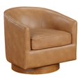 thumbnail image 1 of Comfort Pointe Irving Saddle Brown Faux Leather Wood Base Barrel Swivel Chair, 1 of 8