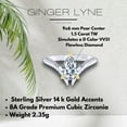 thumbnail image 4 of Pear Engagement Ring for Women by Ginger Lyne 1.5 Ct 8A CZ Sterling Silver Wedding Ring, 4 of 7