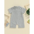 thumbnail image 5 of FEORJGP Infant Baby Boy Summer Jumpsuit Newborn Short Sleeve Shirt Romper Shorts Stripe Print Bodysuit Lapel Button Down Playsuit Loose Casual Daily Clothes, 5 of 9