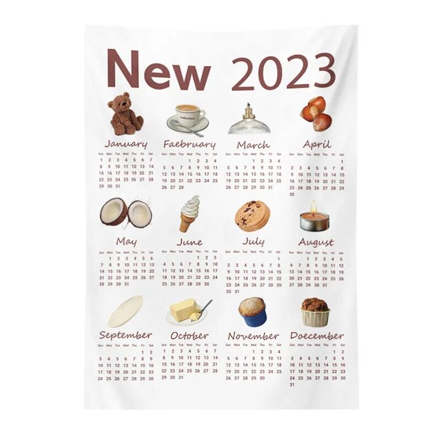 Calendario de Año Nuevo Kawaii 2023, calendario de pared, fondo, pintura de tela, dormitorio, decoración de niña, utilería de fondo para fotografía