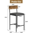 thumbnail image 3 of Bar Stools Set of 4, Upholstered Counter Height Bar Stools with Backrest and Footrest, Kitchen Barstools for Island, Counter Bar, Brown, 3 of 9