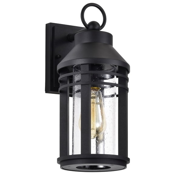 Nuvo Lighting Wilton 1 Light Medium Wall Lantern Matte Black with Clear Seeded Glass