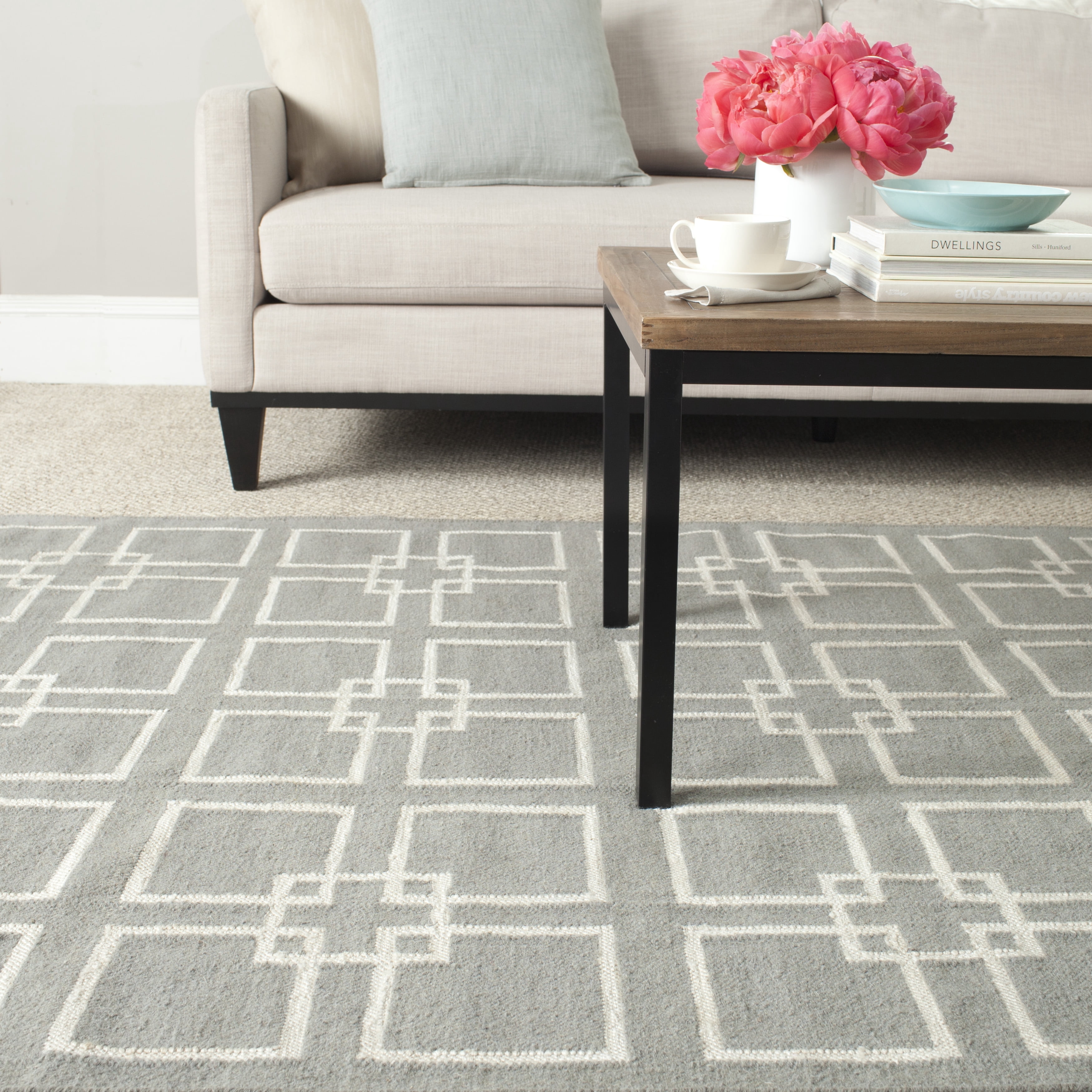 SAFAVIEH Martha Stewart Square Dance Indoor Area Rug, Cement Gray, 4' x 6'