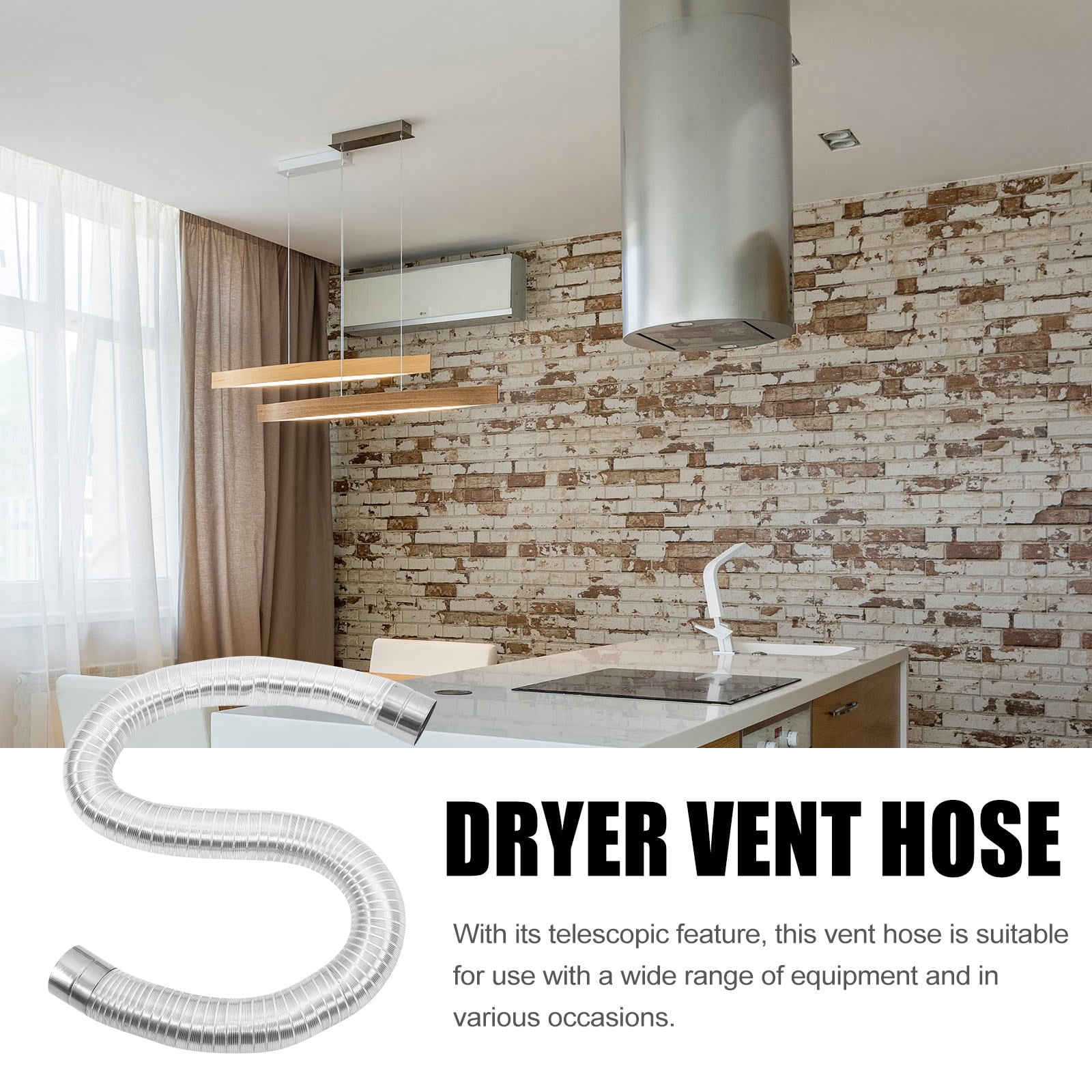 Supvox Flexible Aluminum Dryer Vent Hose Telescopic Plated Silver Duct for Home Ventilation