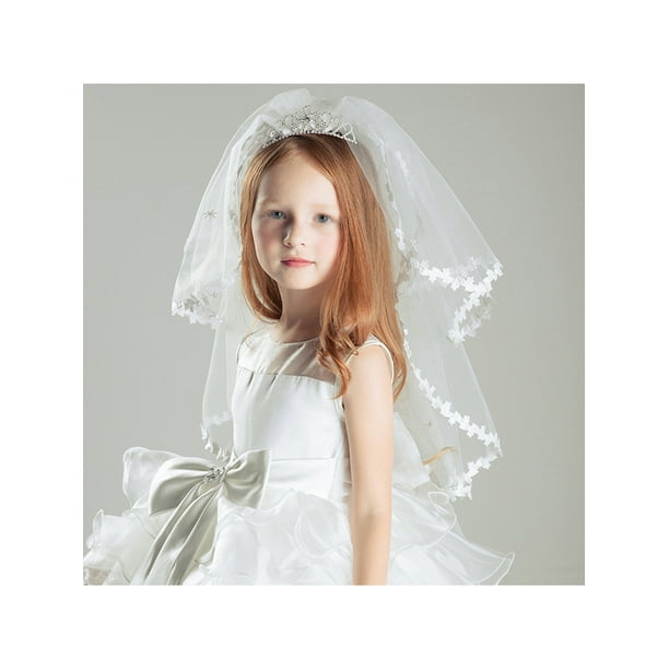 Girls First Communion Veils Graceful Slim Lace Veil Heardress Hearwear for  Wedding Baptism 