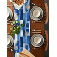 thumbnail image 2 of Geometric Blue Table Runner Cotton Linen 90 Inch Holiday Dresser Scarves, Middle Century Vintage Art Aesthetic Tablerunner for Kitchen Coffee Dining Bedroom Living Room Dinner Scarf Décor 13''x90'', 2 of 9