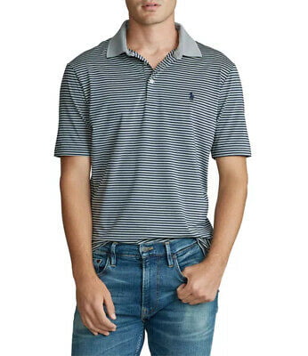 New Polo Ralph Lauren Men's Classic Fit Striped Performance Polo Shirt,Grey,L  3851-9 