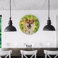 thumbnail image 3 of SKYSONIC Silent Wooden Round Wall Clock Portrait of Happy Shiba Inu Dog Sitting in Summer Non Ticking Battery Operated Clocks for Home Office Living Room Bedroom, 3 of 6