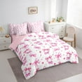 thumbnail image 3 of Erosebridal Cherry Bow-tie Bedding Sets Twin Size, Chic Ribbon Bedding Twin Size, Pink Cartoon Bow Reversible Comforter Sets with Sheets, Super Cozy Room Decor, 7 Pieces, 3 of 6