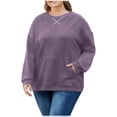 thumbnail image 2 of ZyeKqe Womens Corduroy Sweatshirts Crew Neck Oversized Pullover Tops Plus Size Long Sleeve Warm Fall Shirts, 2 of 8