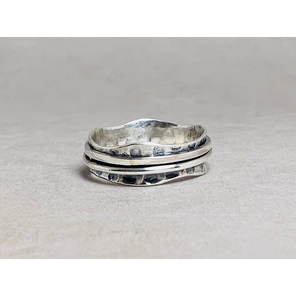 Heaven Crafts Hammered Spinner Ring Sterling Silver 925 Dailywear Ring For Women Gift Item