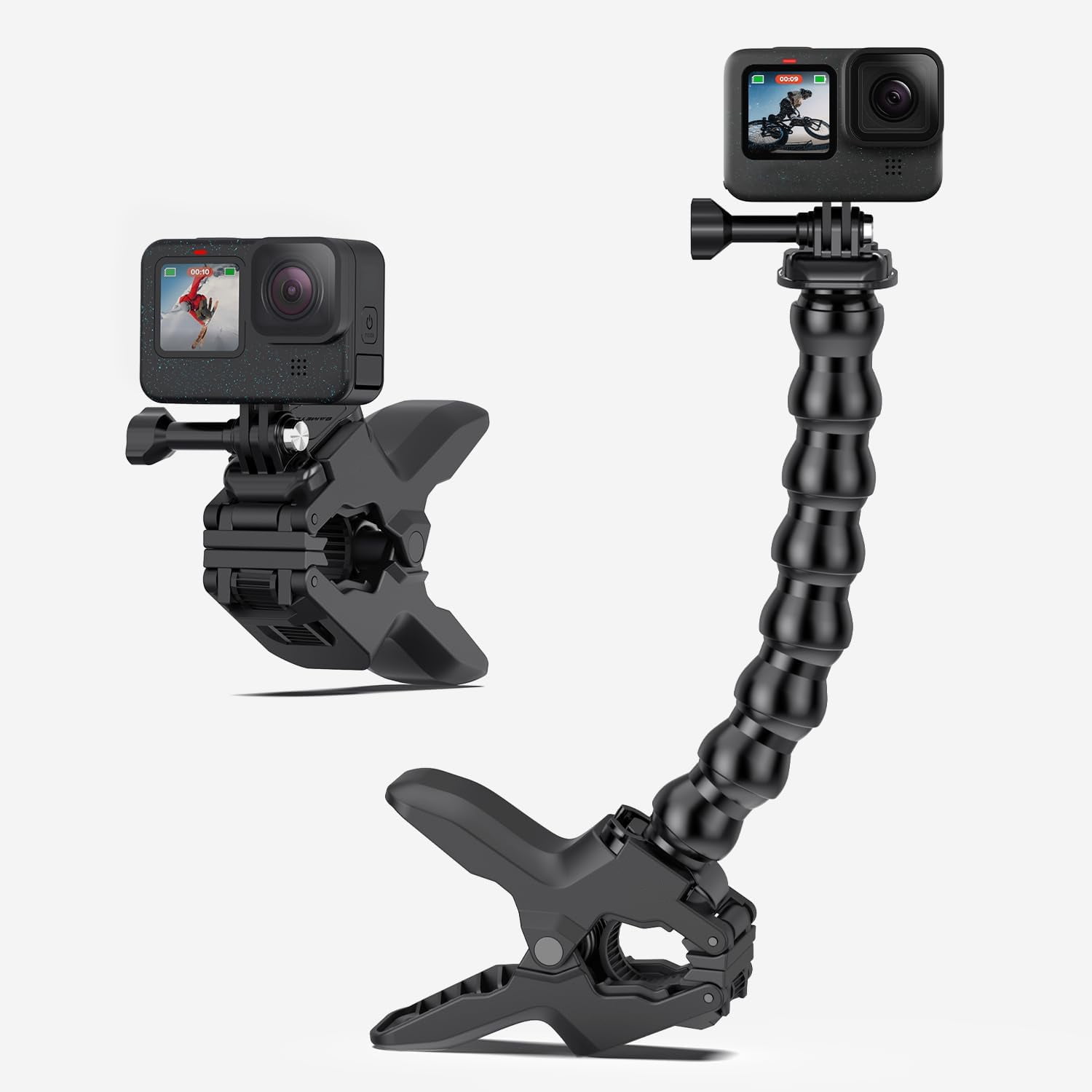 Adjustable Gooseneck Phone Holder Clamp - Desk/Table Mount Stand With Stability Clip for Devices 2.4-4.3'' - Compatible with iPhone/Samsung Models-Black