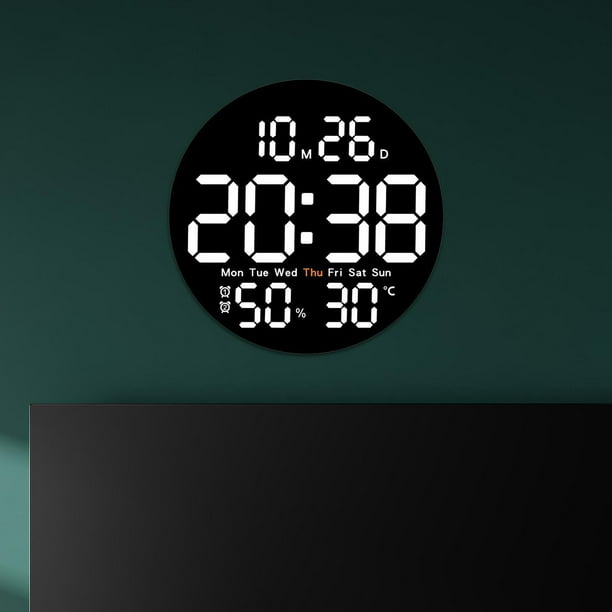 Reloj de pared Digital, reloj LED, función de sincronización, reloj electrónico silencioso, despertador para oficina, restaurante, decoración interior Blanco Macarena Reloj de pared